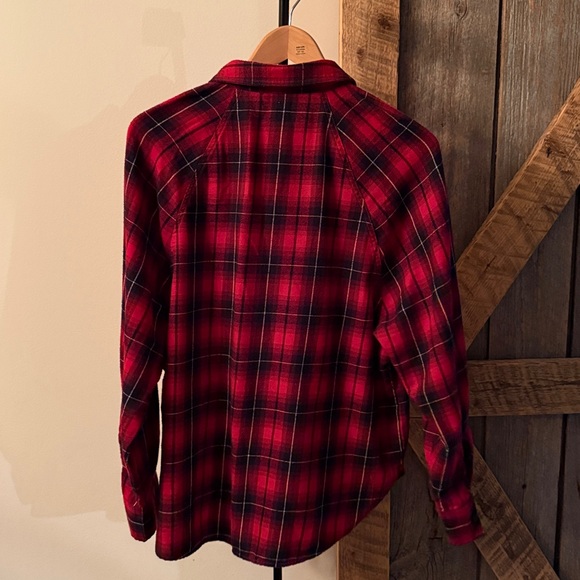 H&M red plaid oversize button dowm-Size 6 - Picture 2 of 3